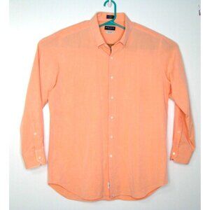 Peter Millar Mens XL Perfect Pinpoint Dress Shirt Peach Button Down Long Sleeve
